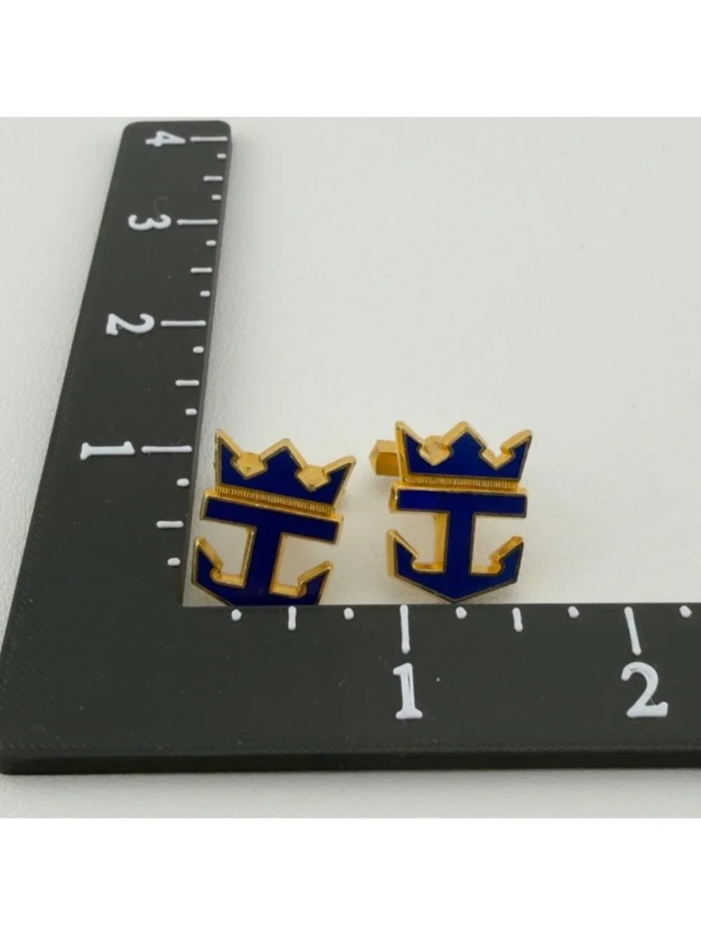 Vintage Royal Caribbean Cruises Cufflinks Blue Enamel Employee Uniform